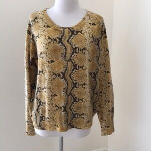 PURE AMICI size XL python print cashmere crew sweater
